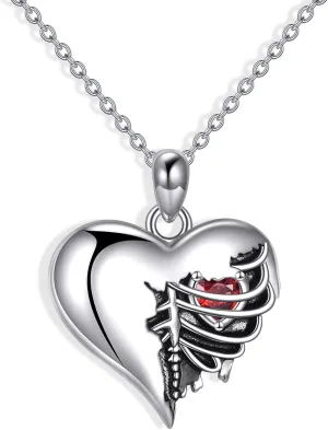 YAFEINI 925 Sterling Silver Anatomical Heart Necklace For Women Gothic Anatomical Necklaces Jewelry That Make You Look Cool