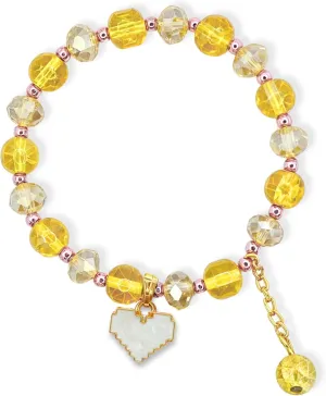 Yellow Beaded Bracelets for Women Fashionable Dainty, Handmade, Black Crystal Bracelet Gift for Women, Birthday, Valentine Friendship Gift
