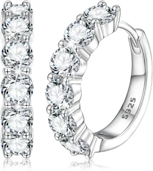 YIMERAIRE Moissanite Hoop Earrings, 0.54ct-3.6ct D Color 18K White Gold Plated Sterling Silver Hoop Earrings VVS1 Clarity Brilliant Round Cut Lab Created Diamond Earrings for Women Men