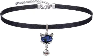 Yonhon Black Choker Necklace for Women,Gold/Siver Tone Choker Necklace with Elegant Pendant