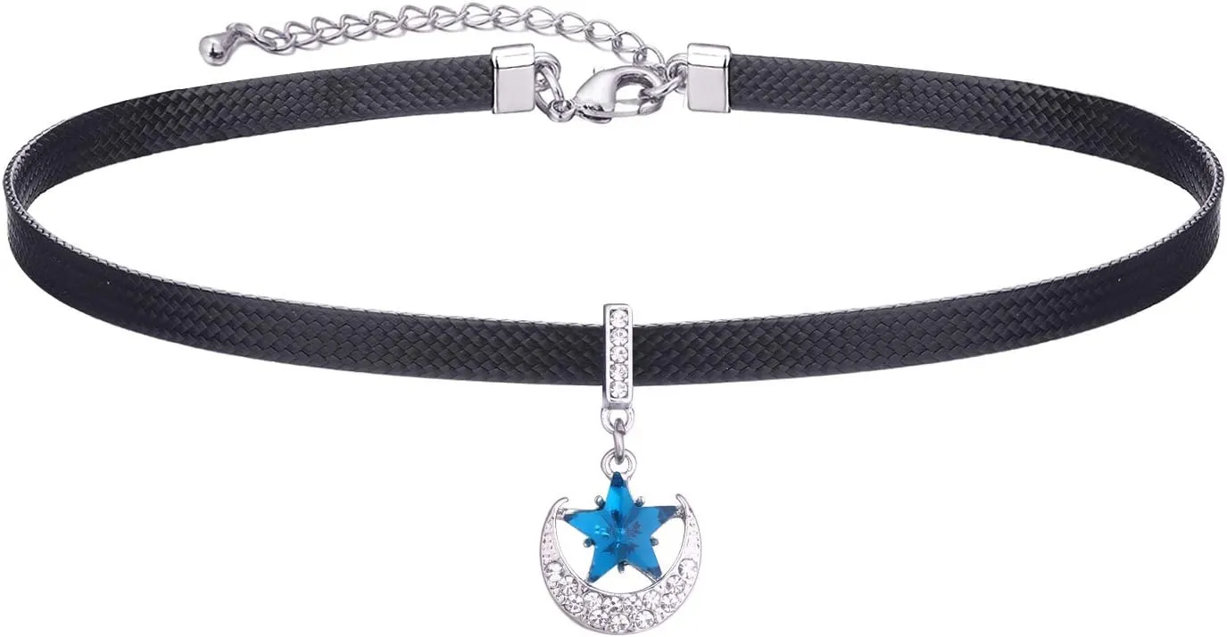 Yonhon Black Choker Necklace for Women,Gold/Siver Tone Choker Necklace with Elegant Pendant