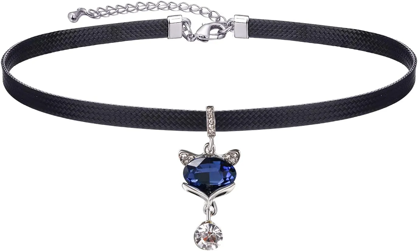 Yonhon Black Choker Necklace for Women,Gold/Siver Tone Choker Necklace with Elegant Pendant