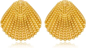 YUJIE Gold Seashells Earrings Danity Summer Beach Earrings for Women Gold Plated Chunky Studs Trendy Ocean Jewelry