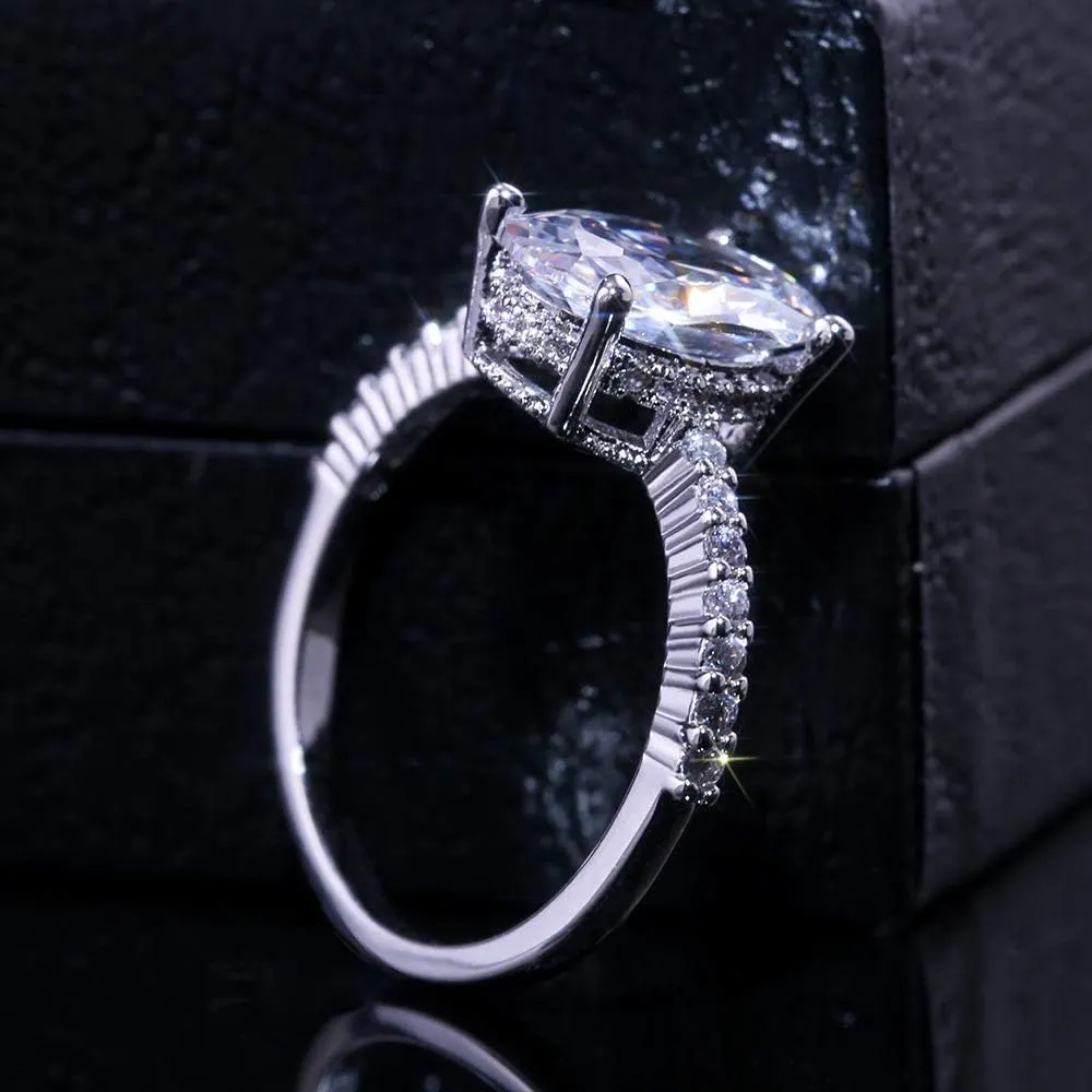 ZDIFDIC 3CT 925 Sterling Silver Engagement Rings Oval Cut Solitaire Cubic Zirconia CZ Wedding Promise Rings for Her Classic Simulated Diamond Bands for Women Size 6-10(8#), KE-TY22-BJ08