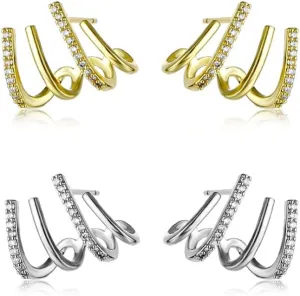 Zircon Claw Earring Cuff for Women Girls Ear Wrap Piercing Studs Earrings Trendy Cartilage Earrings